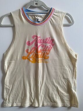 Camp Collection - Austin City Limits Cream Graphic Muscle Tank Top